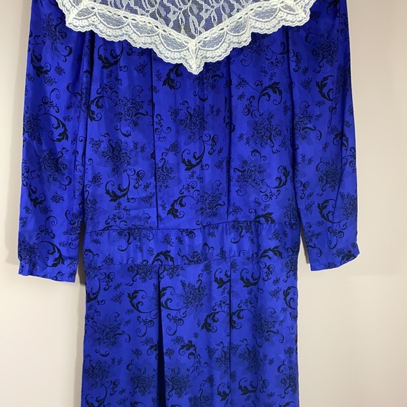 Vintage Gunne Sax Pleated Front Dress Royal Blue Size 6 - Picture 8 of 8